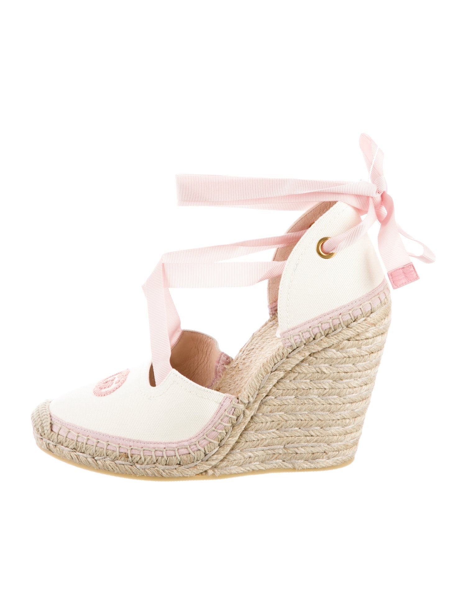 Gucci Double G Logo Canvas D'Orsay Pumps