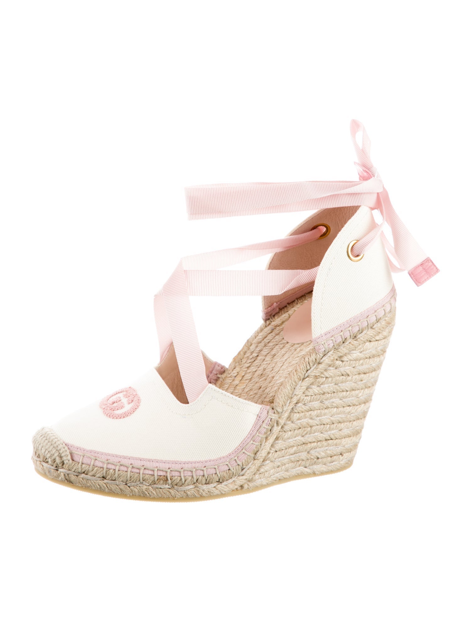 Gucci Double G Logo Canvas D'Orsay Pumps