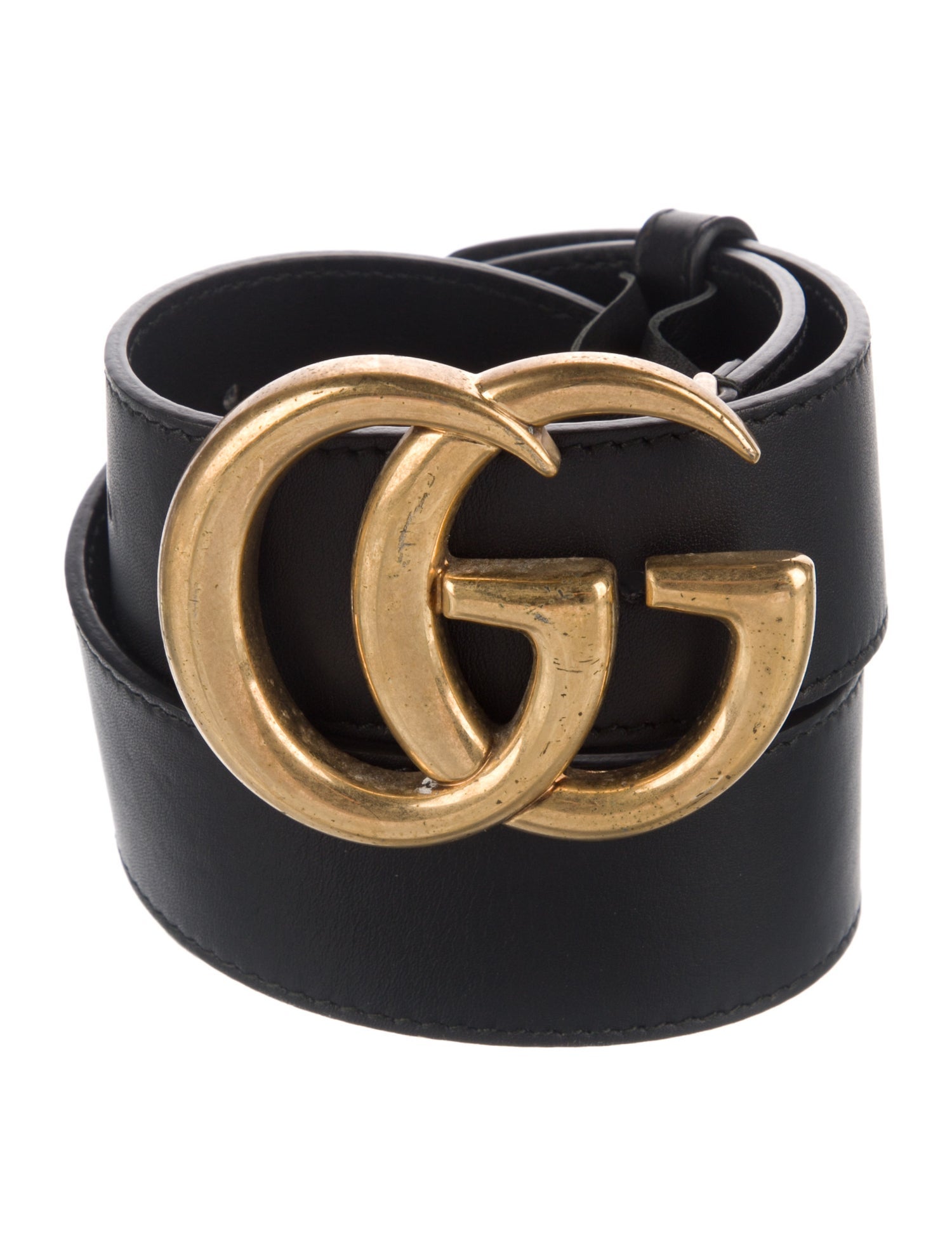 Gucci Double G Logo Leather Belt