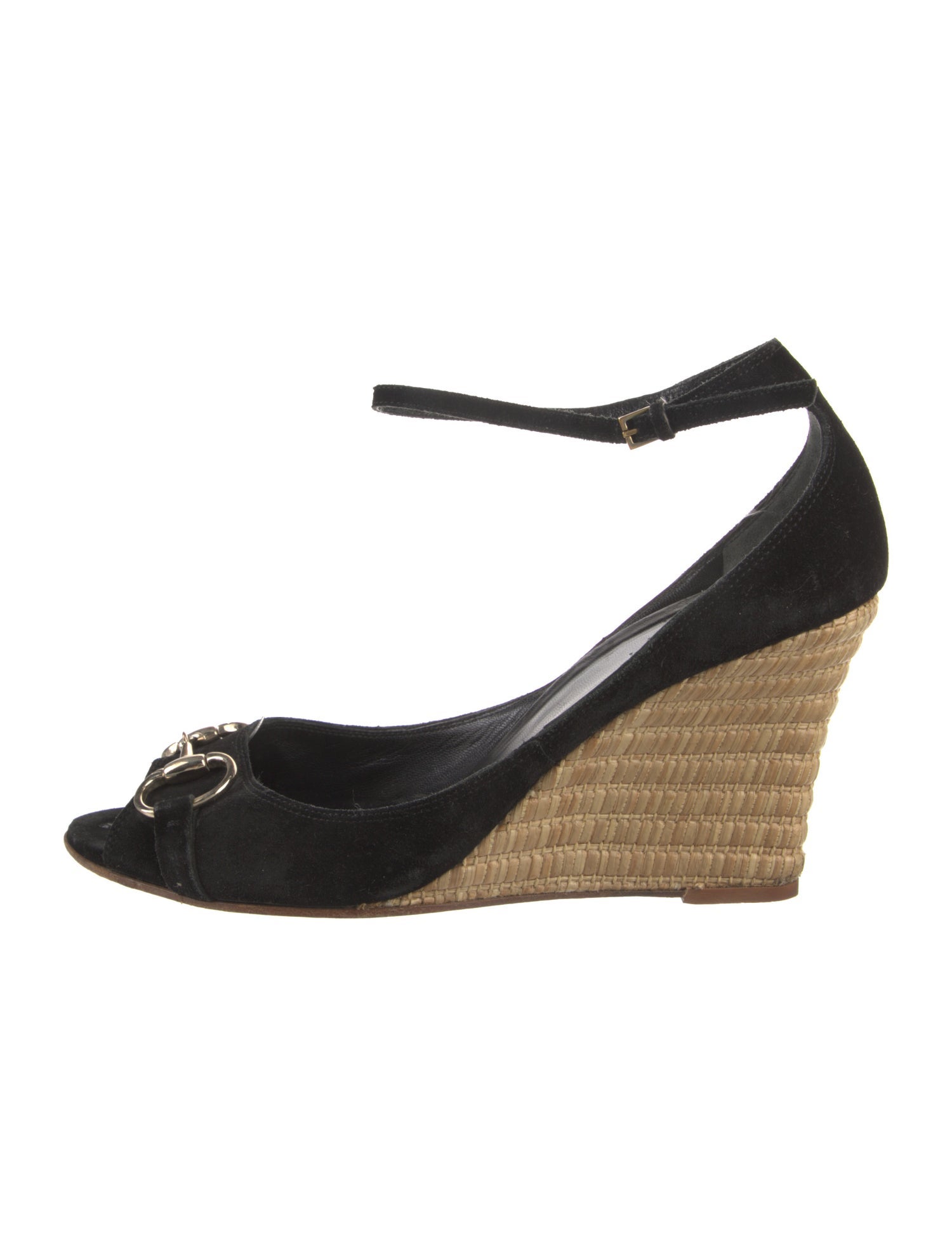 Gucci Horsebit Accent Suede Pumps