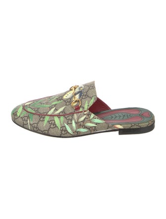 Gucci GG Supreme Leather Trim Embellishment Mules