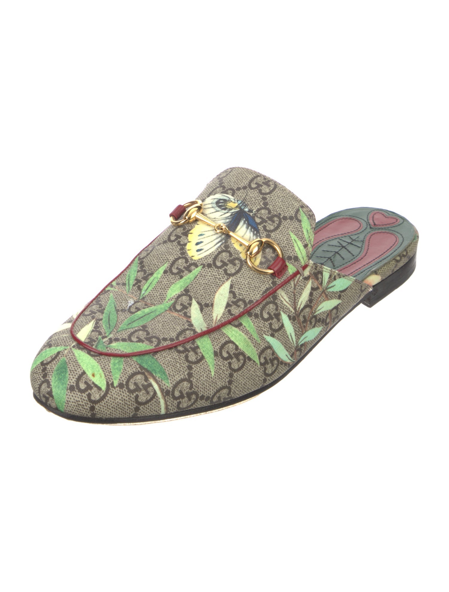 Gucci GG Supreme Leather Trim Embellishment Mules