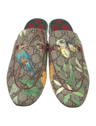 Gucci GG Supreme Leather Trim Embellishment Mules