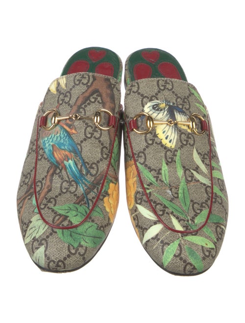 Gucci GG Supreme Leather Trim Embellishment Mules