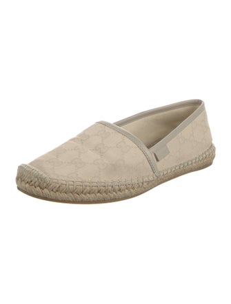 Gucci GG Canvas Leather Trim Embellishment Espadrilles