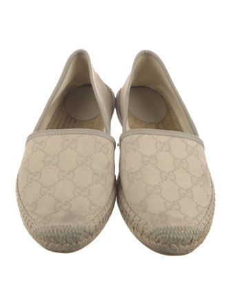 Gucci GG Canvas Leather Trim Embellishment Espadrilles