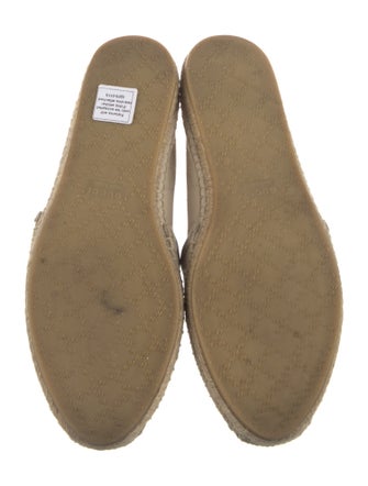 Gucci GG Canvas Leather Trim Embellishment Espadrilles