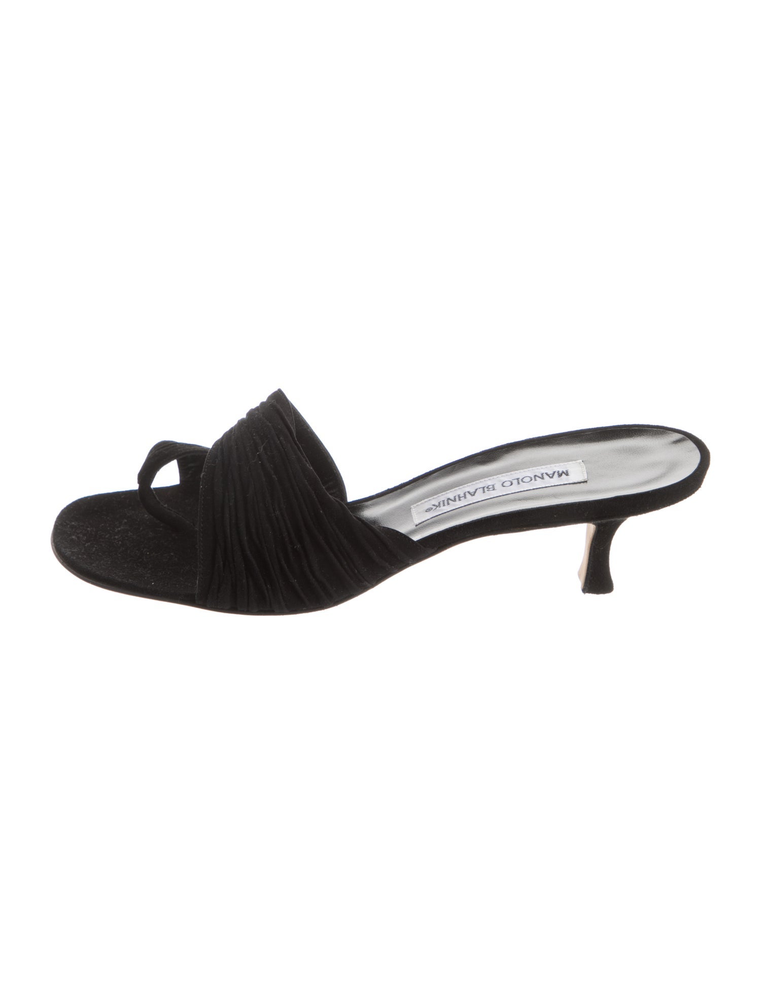 Manolo Blahnik Suede Pleated Accents Sandals
