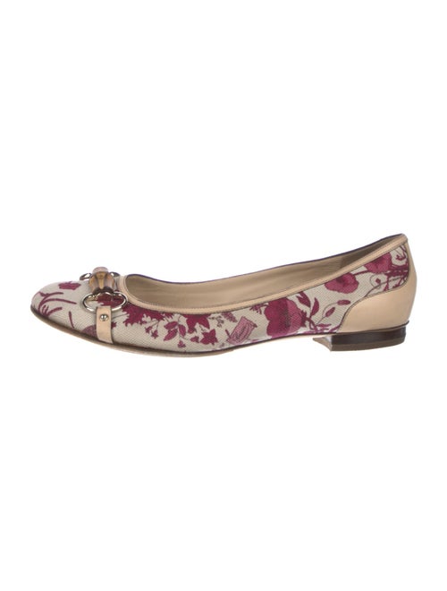 Gucci Horsebit Accent Canvas Ballet Flats