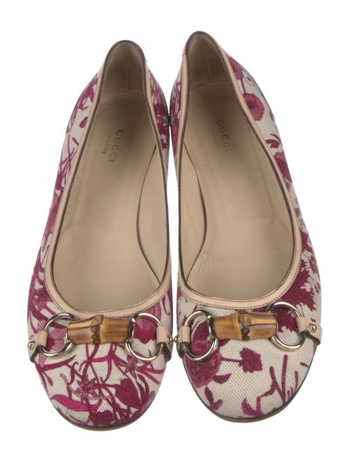Gucci Horsebit Accent Canvas Ballet Flats