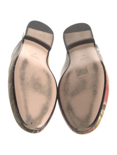 Gucci Flora Print Leather Trim Embellishment Mules