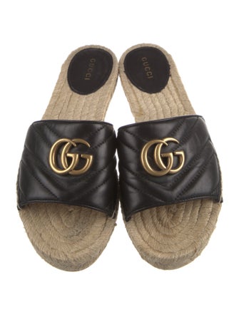Gucci Double G Logo Leather Espadrilles