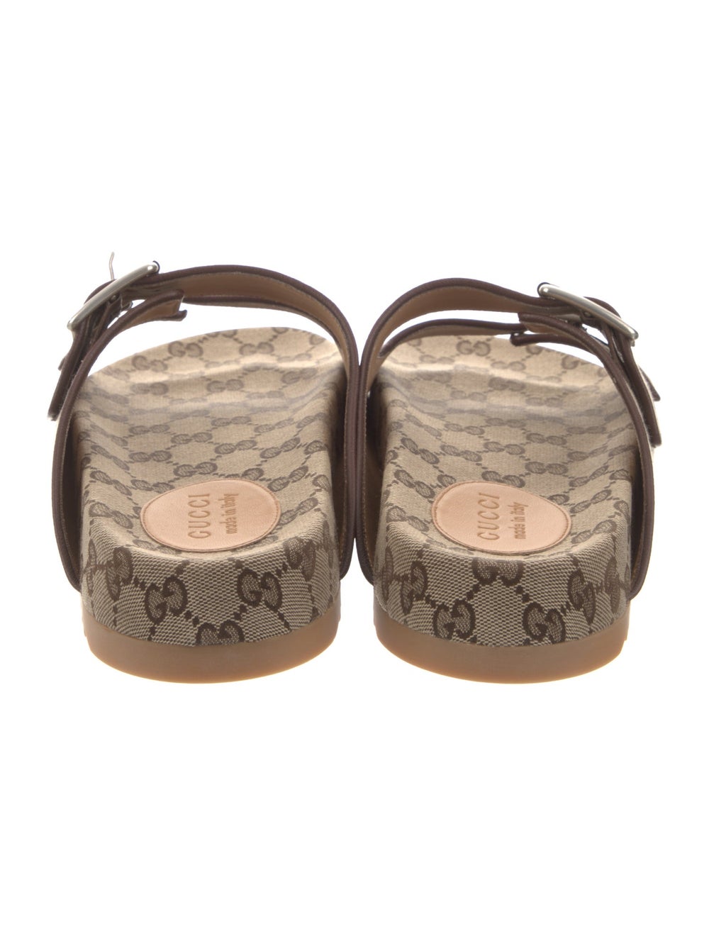 Gucci Canvas Slides Neutrals GG Canvas Leather Tr… - image 4