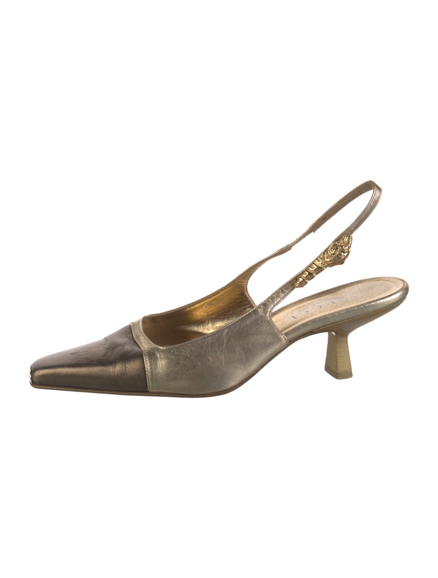 Gucci Dionysus Accent Leather Slingback Pumps