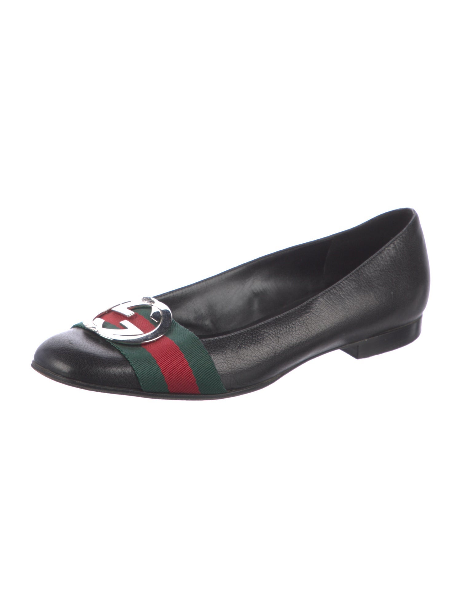 Gucci Leather Striped Flats
