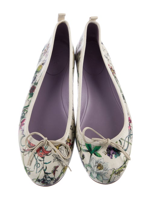 Gucci Flora Print Leather Ballet Flats