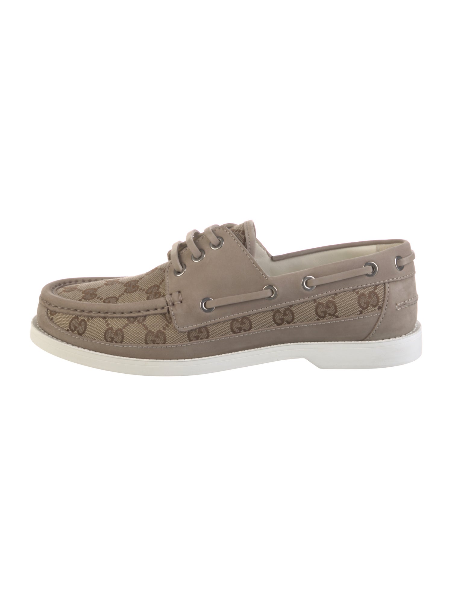 Gucci Leather Printed Boat Shoes