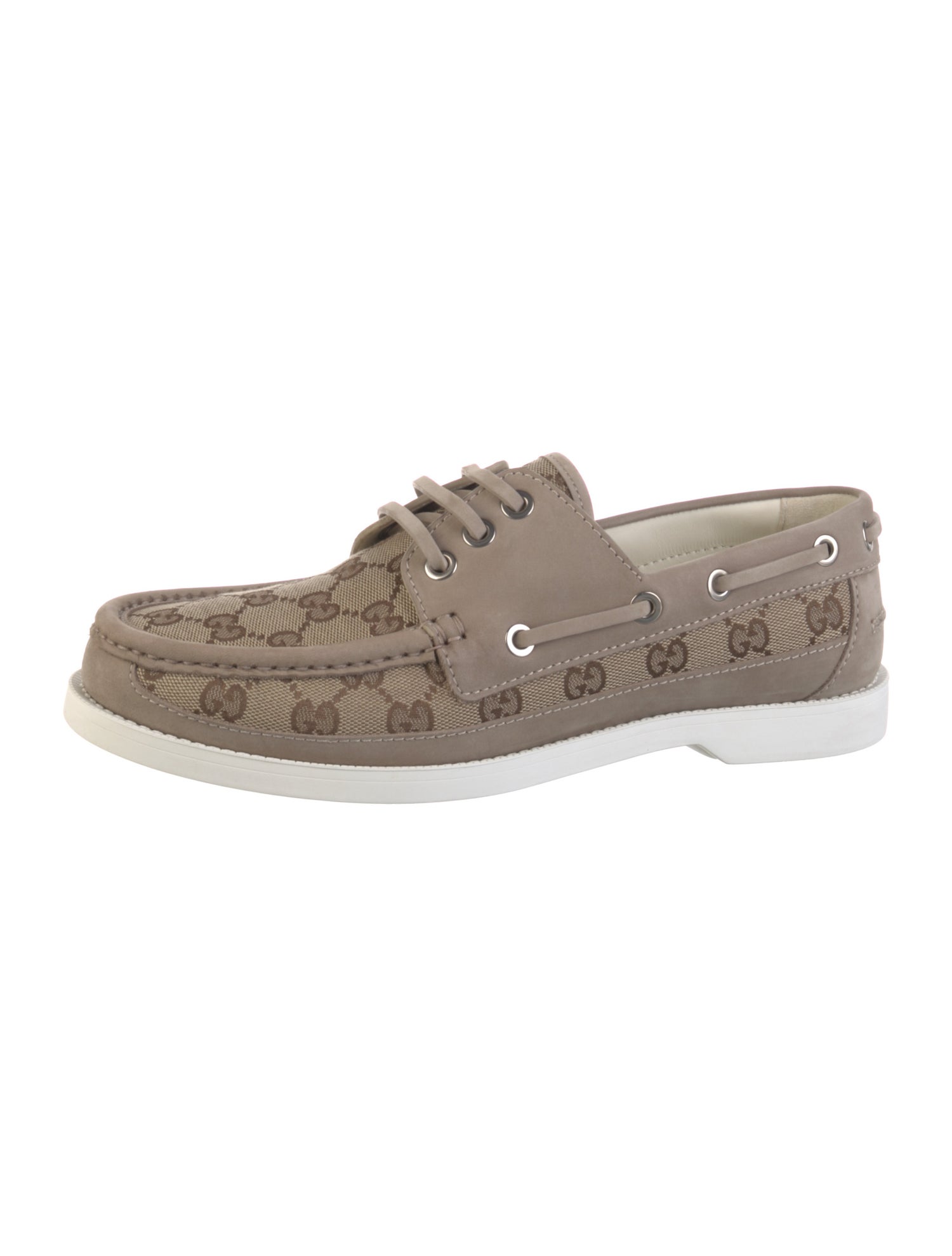 Gucci Leather Printed Boat Shoes