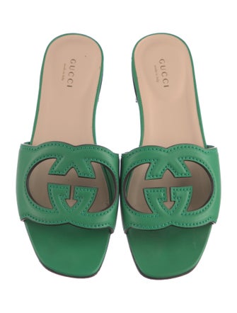 Gucci Interlocking G Logo Leather Slides