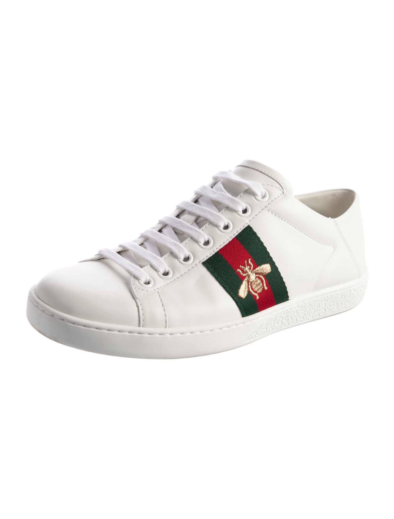Gucci Web Accent Leather Sneakers