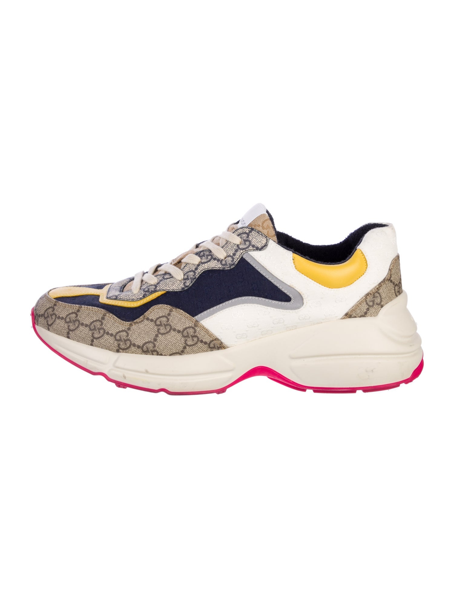 Gucci GG Canvas Leather Trim Embellishment Chunky Sneakers