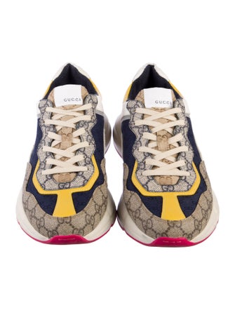Gucci GG Canvas Leather Trim Embellishment Chunky Sneakers
