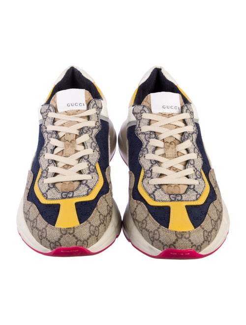 Gucci GG Canvas Leather Trim Embellishment Chunky Sneakers