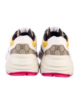 Gucci GG Canvas Leather Trim Embellishment Chunky Sneakers