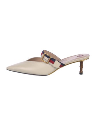 Gucci Sylvie Web Accent Leather Mules