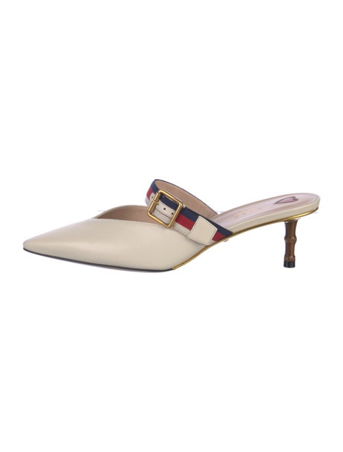 Gucci Sylvie Web Accent Leather Mules