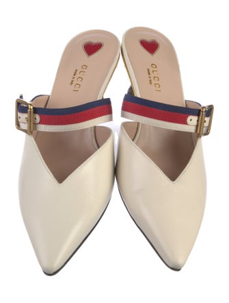 Gucci Sylvie Web Accent Leather Mules