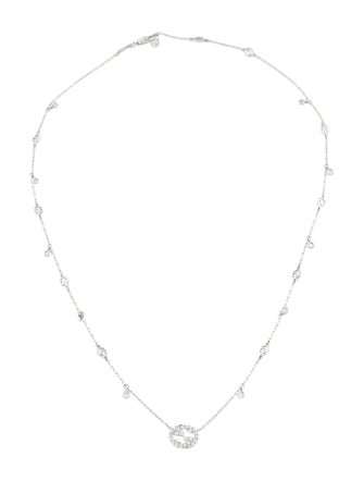 Gucci 18K Diamond Interlocking Station Necklace