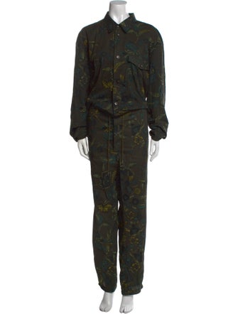 Gucci Floral Print Mock Neck Jumpsuit