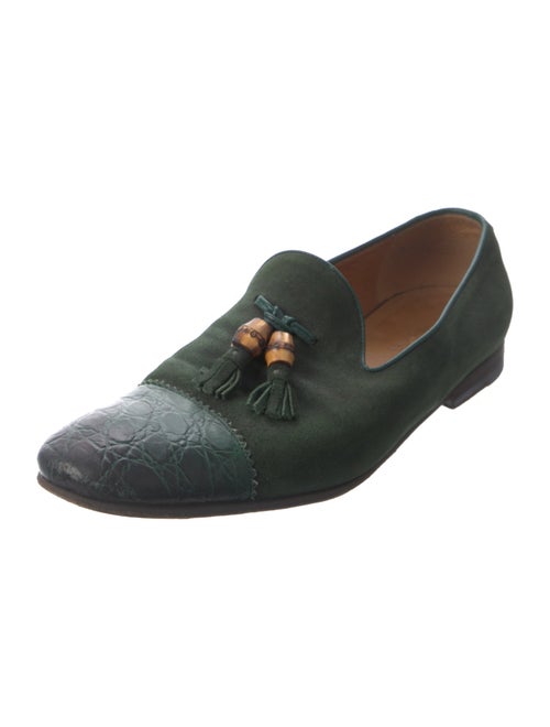 Gucci Bamboo Accent Suede Loafers