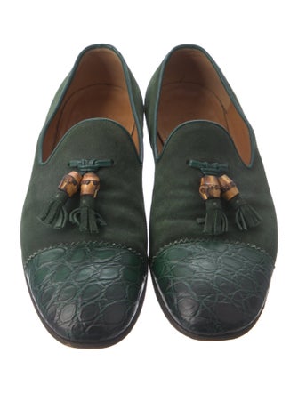 Gucci Bamboo Accent Suede Loafers