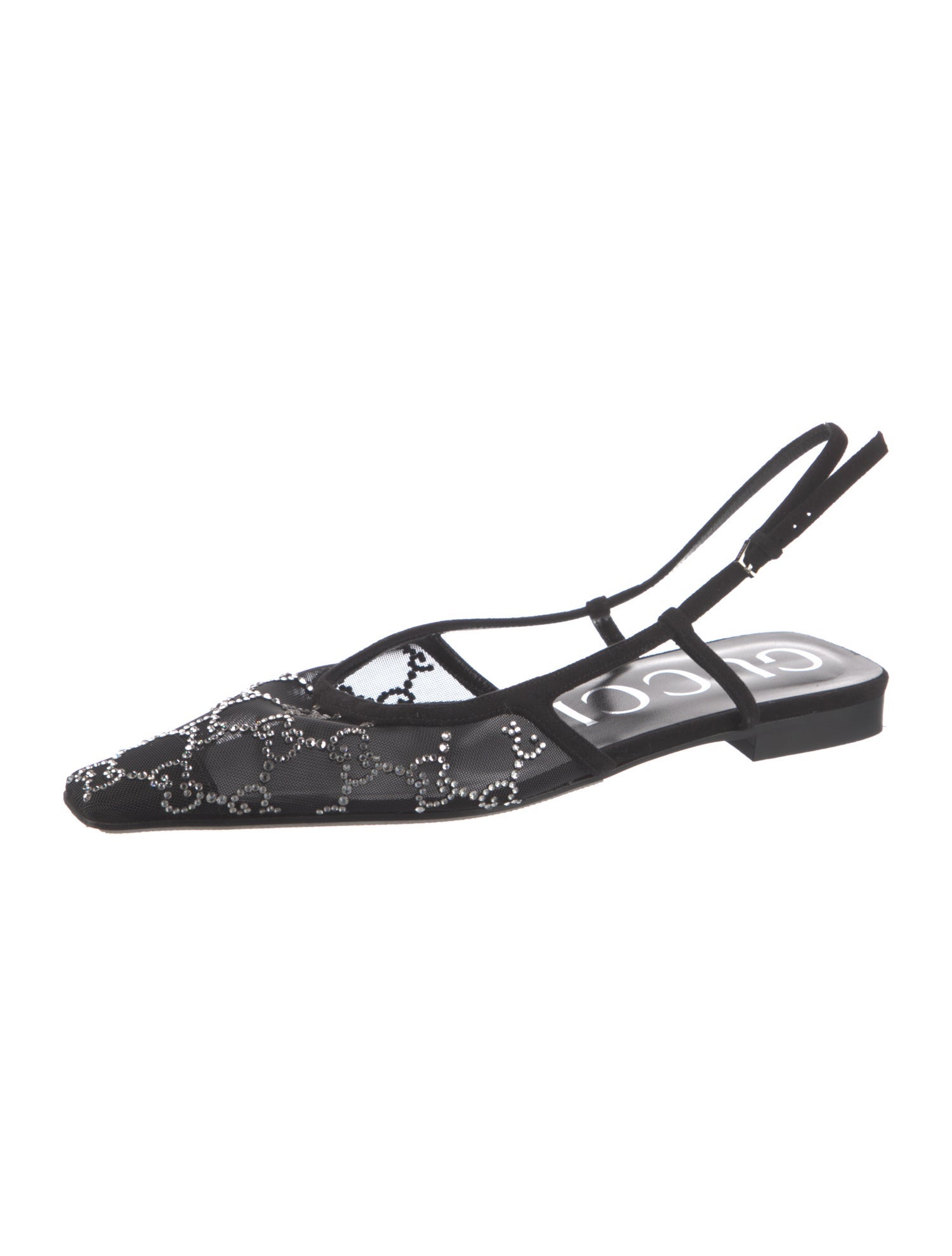 Gucci GG Logo Mesh Slingback Flats