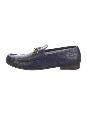 Gucci Horsebit Accent Crocodile Loafers