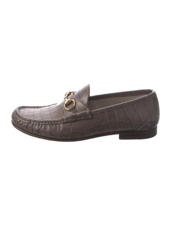 Gucci Horsebit Accent Crocodile Dress Loafers