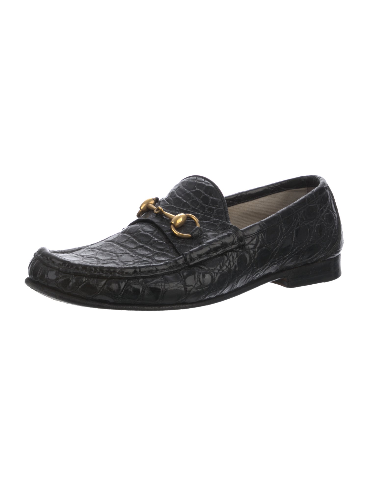 Gucci Horsebit Accent Crocodile Loafers