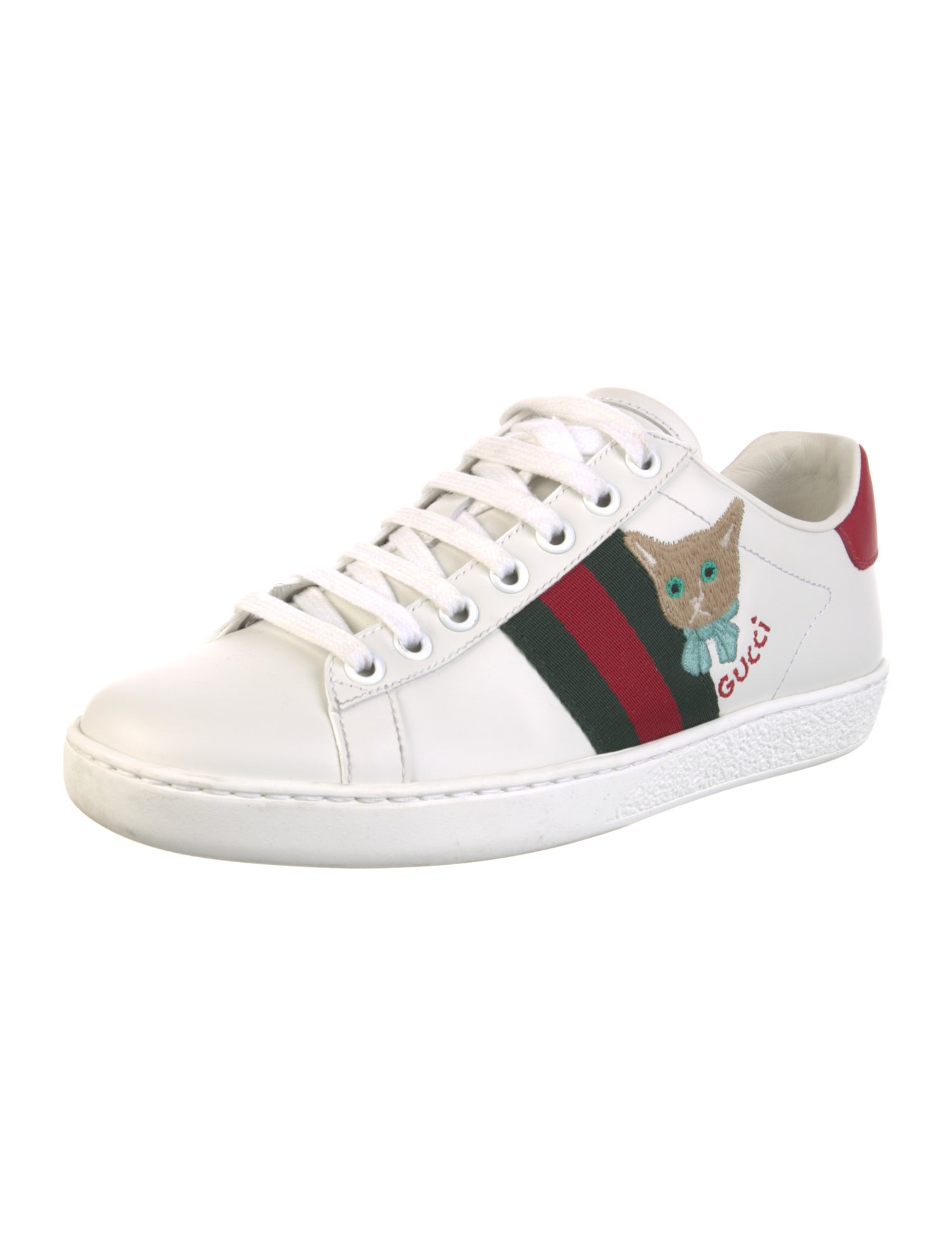 Gucci Web Accent Leather Sneakers