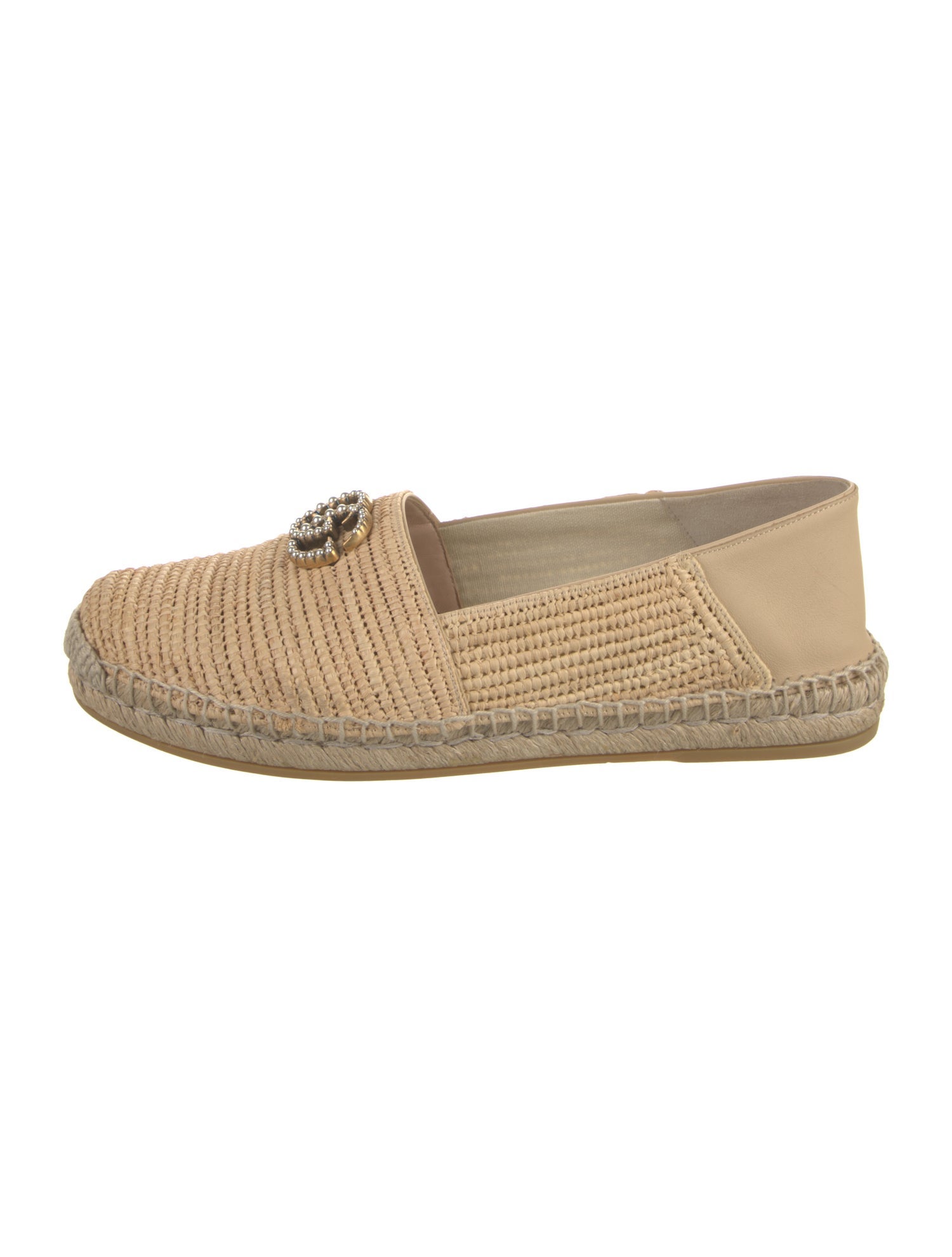 Gucci Faux Pearl Accents Raffia Espadrilles