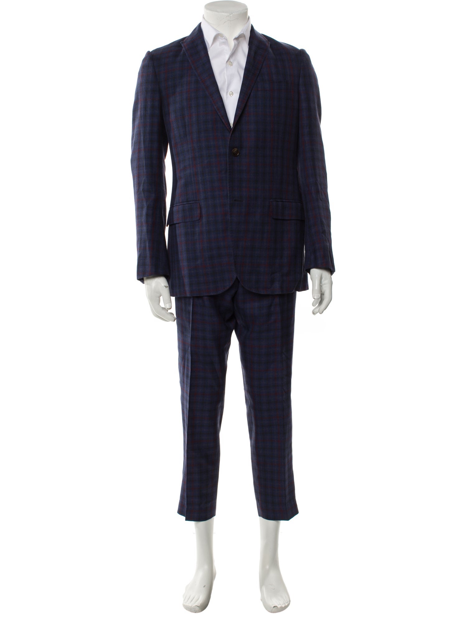 Gucci Wool Plaid Print Two-Piece Suit