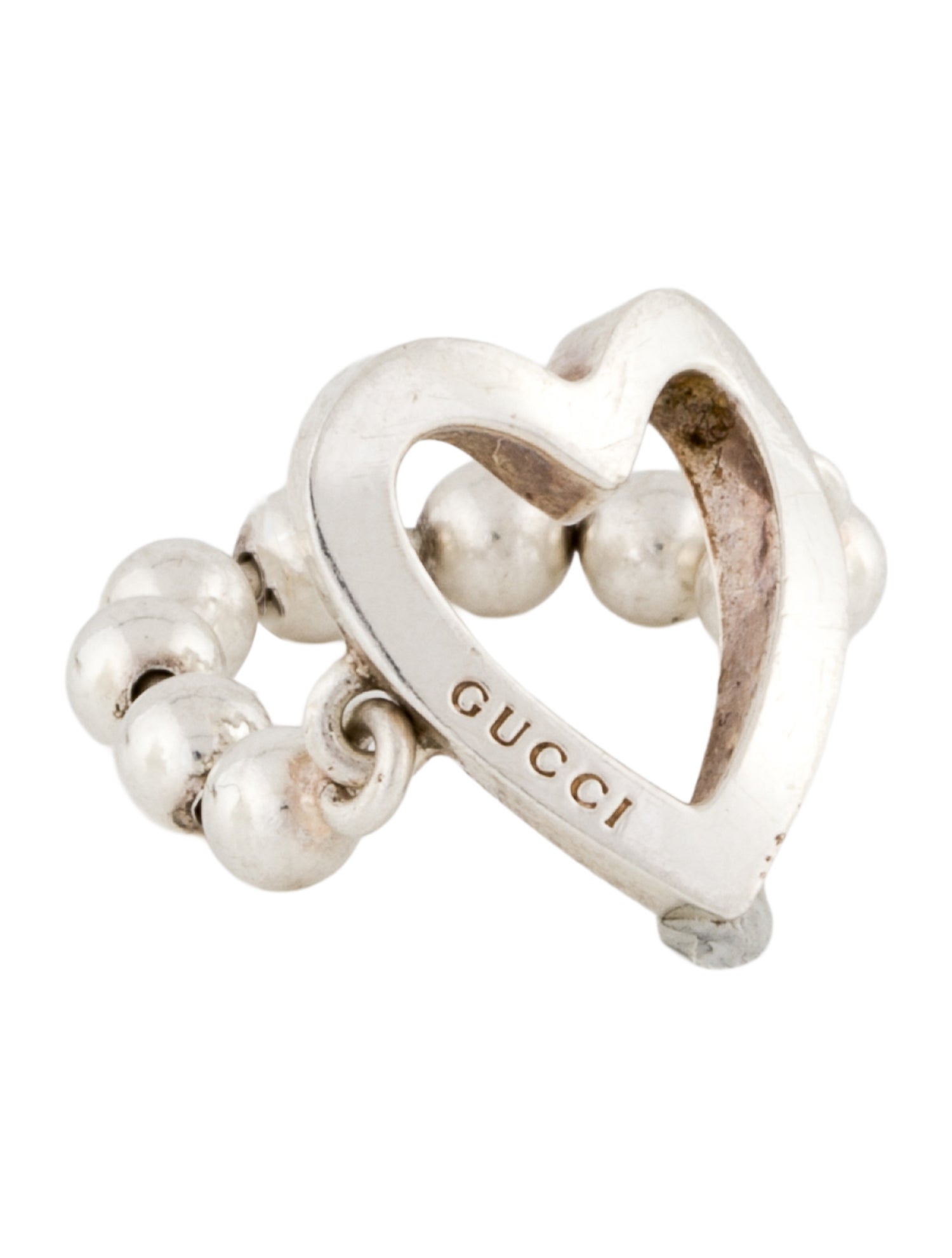 Gucci Gucci Open Heart Beaded Cocktail Ring