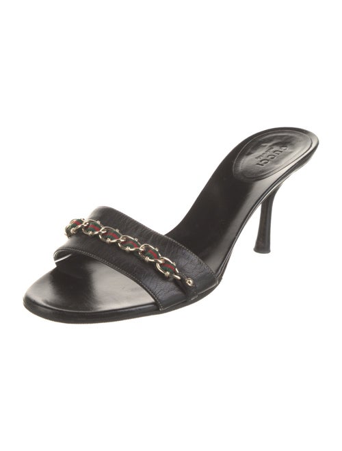 Gucci Web Accent Leather Slides