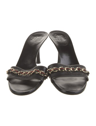 Gucci Web Accent Leather Slides