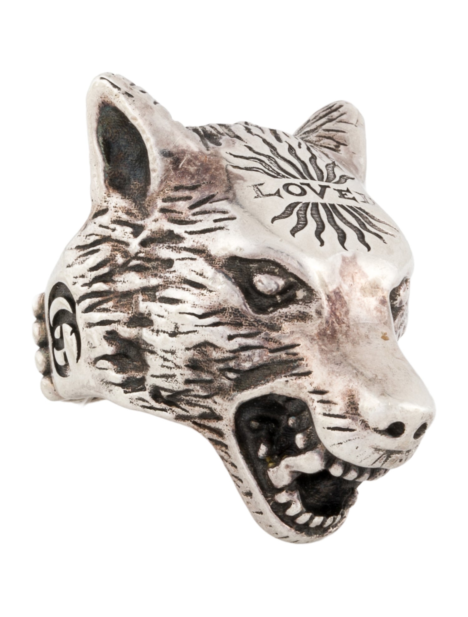 Gucci Anger Forest Wolf Head Cocktail Ring