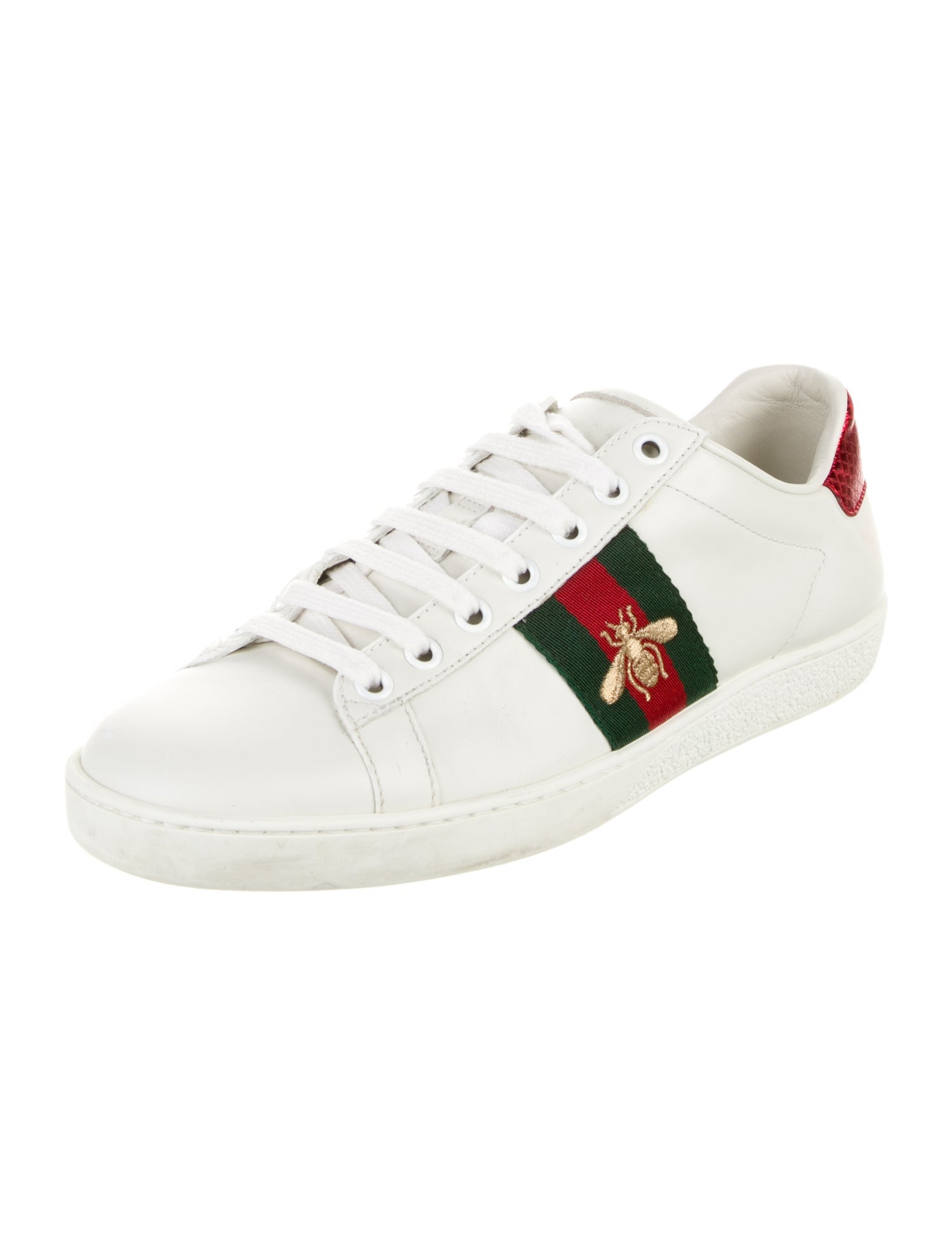 Gucci Web Accent Leather Sneakers