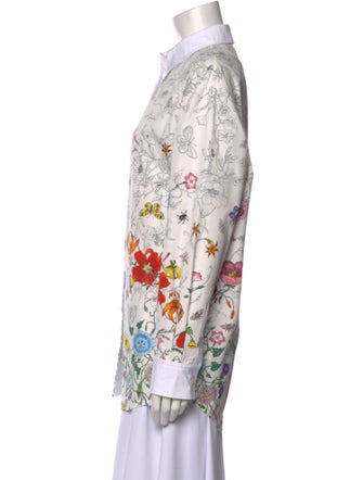 Gucci Floral Print Long Sleeve Button-Up Top