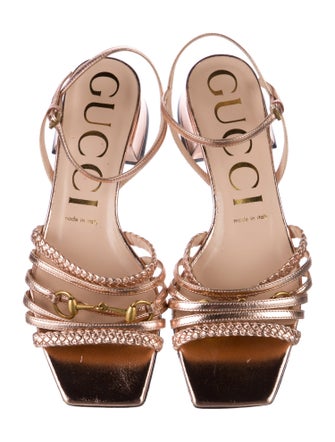 Gucci Horsebit Accent Leather Slingback Sandals