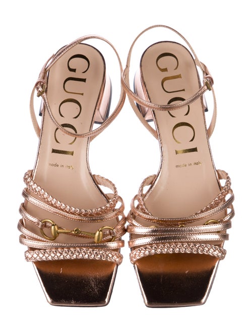 Gucci Horsebit Accent Leather Slingback Sandals